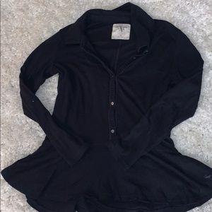 black button up peplum abercrombie & fitch top